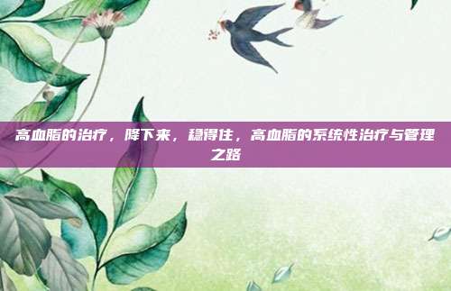 高血脂的治疗,降下来,稳得住,高血脂的系统性治疗与管理之路