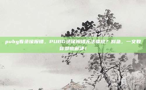 pubg看录像报错,PUBG录像报错无法播放?别急,一文教你彻底解决!