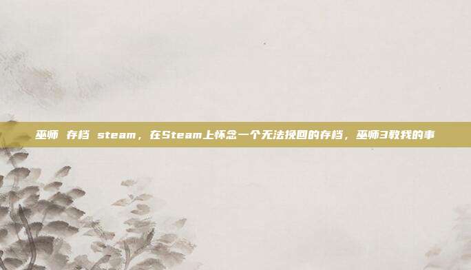巫师 存档 steam,在Steam上怀念一个无法挽回的存档,巫师3教我的事