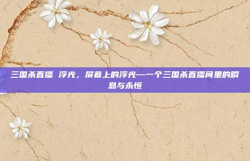 三国杀直播 浮光,屏幕上的浮光—一个三国杀直播间里的瞬息与永恒