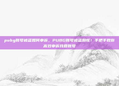 pubg账号被盗如何申诉,PUBG账号被盗别慌!手把手教你高效申诉找回账号