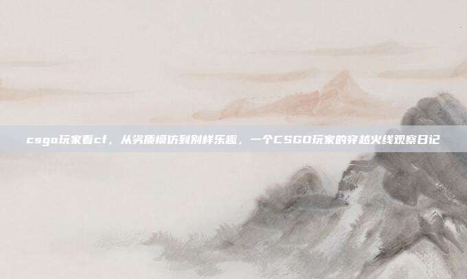 csgo玩家看cf,从劣质模仿到别样乐趣,一个CSGO玩家的穿越火线观察日记