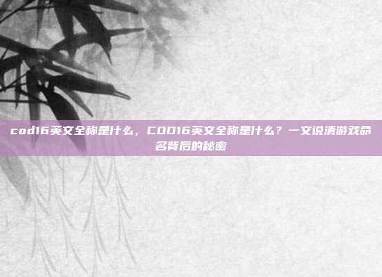 cod16英文全称是什么,COD16英文全称是什么?一文说清游戏命名背后的秘密