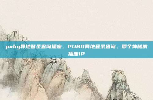 pubg异地登录查询插座,PUBG异地登录查询,那个神秘的插座IP