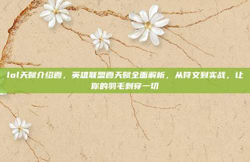 lol天赋介绍霞,英雄联盟霞天赋全面解析,从符文到实战,让你的羽毛刺穿一切