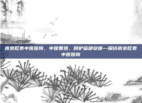 南京肛泰中医医院,中医智慧,呵护菊部安康—探访南京肛泰中医医院