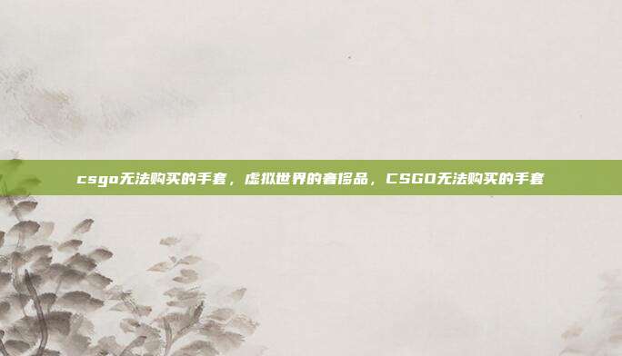 csgo无法购买的手套,虚拟世界的奢侈品,CSGO无法购买的手套