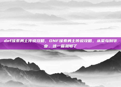 dnf像素勇士传说攻略,DNF像素勇士传说攻略,从菜鸟到毕业,这一篇就够了