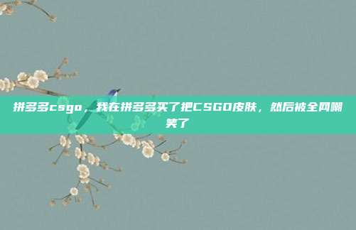 拼多多csgo,我在拼多多买了把CSGO皮肤,然后被全网嘲笑了