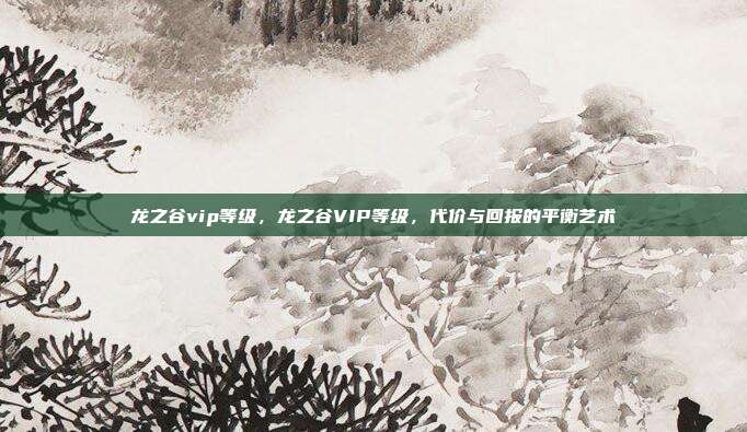 龙之谷vip等级,龙之谷VIP等级,代价与回报的平衡艺术