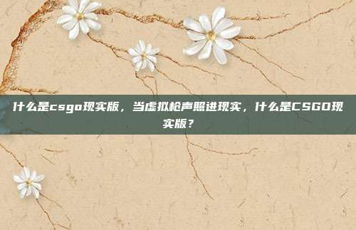 什么是csgo现实版,当虚拟枪声照进现实,什么是CSGO现实版?