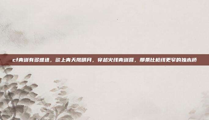 cf青训有多难进,欲上青天揽明月,穿越火线青训营,那条比枪线更窄的独木桥