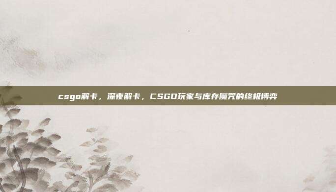 csgo解卡,深夜解卡,CSGO玩家与库存魔咒的终极博弈