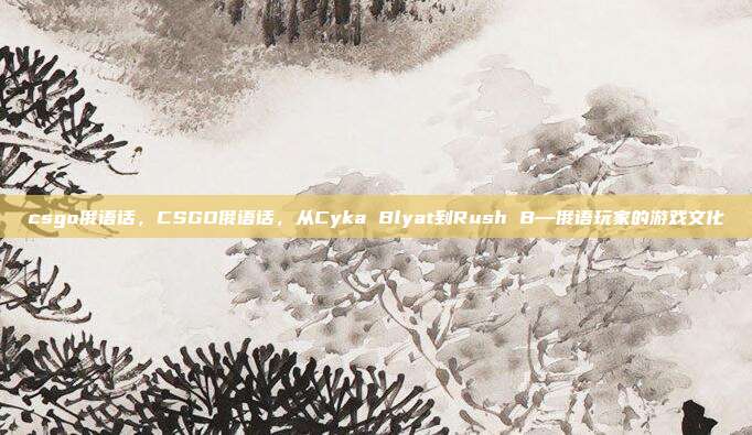 csgo俄语话,CSGO俄语话,从Cyka Blyat到Rush B—俄语玩家的游戏文化