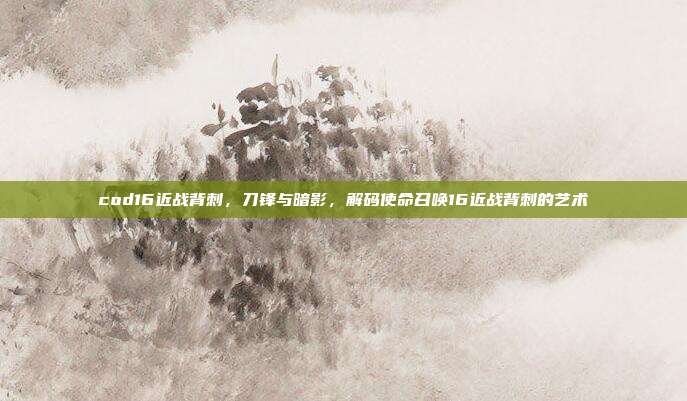 cod16近战背刺,刀锋与暗影,解码使命召唤16近战背刺的艺术