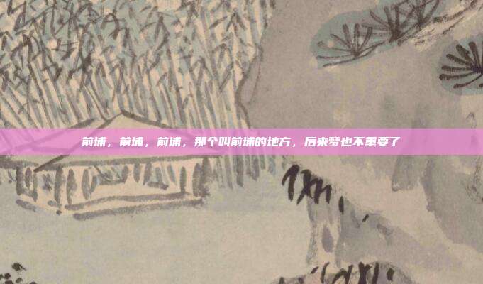 前埔,前埔,前埔,那个叫前埔的地方,后来梦也不重要了