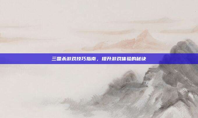 三国杀游戏技巧指南,提升游戏体验的秘诀