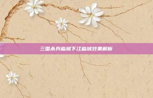 三国杀兵临城下江临城效果解析