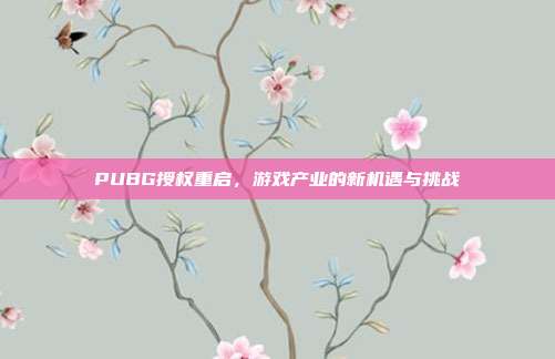 PUBG授权重启,游戏产业的新机遇与挑战