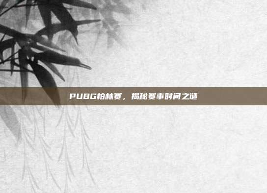 PUBG柏林赛,揭秘赛事时间之谜