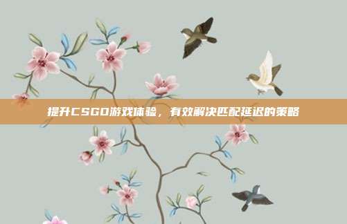 提升CSGO游戏体验,有效解决匹配延迟的策略