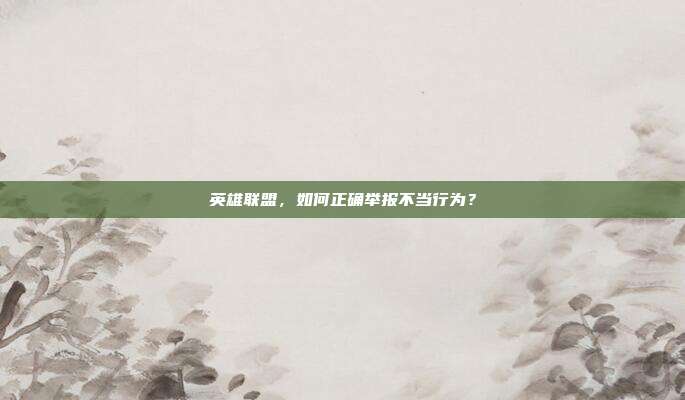 英雄联盟,如何正确举报不当行为?
