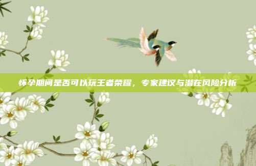 怀孕期间是否可以玩王者荣耀,专家建议与潜在风险分析