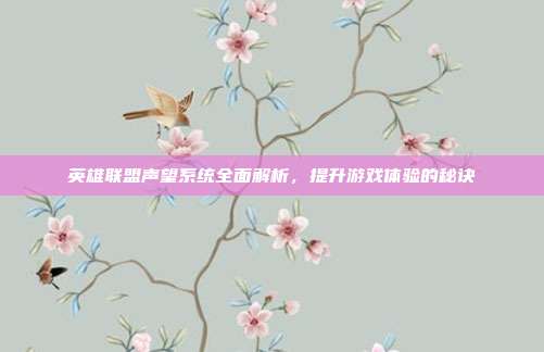 英雄联盟声望系统全面解析,提升游戏体验的秘诀