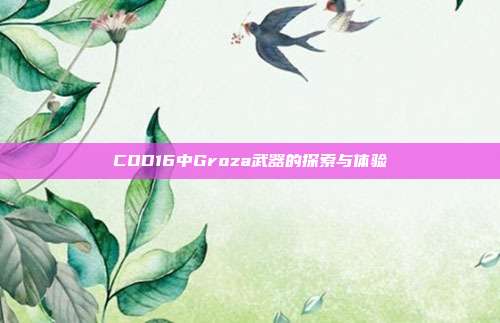 COD16中Groza武器的探索与体验