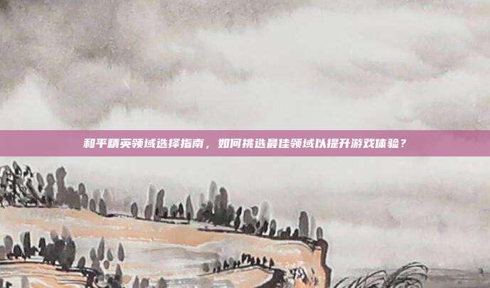 和平精英领域选择指南,如何挑选最佳领域以提升游戏体验?