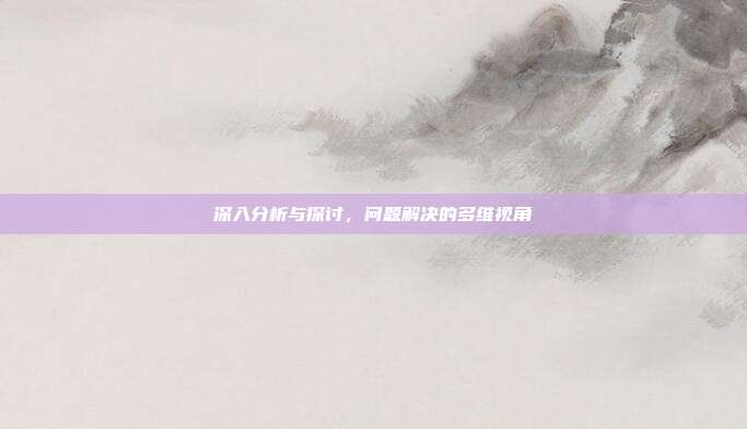 深入分析与探讨,问题解决的多维视角