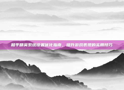 和平精英系统设置优化指南,提升游戏表现的实用技巧