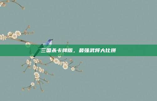 三国杀卡牌版,最强武将大比拼