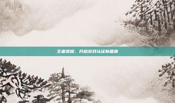 王者荣耀,开启游戏认证新篇章