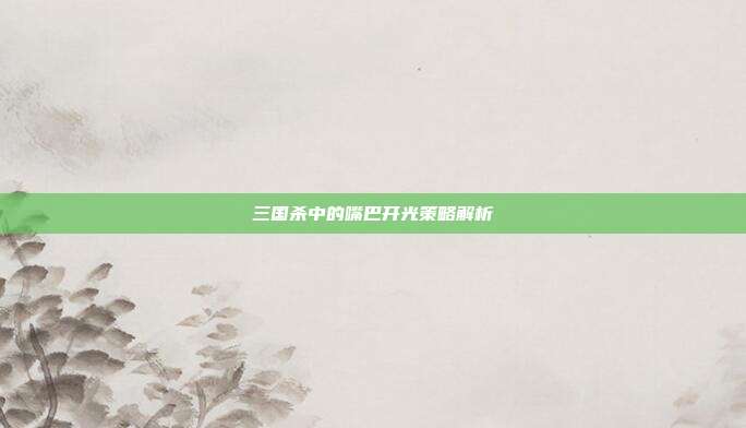三国杀中的嘴巴开光策略解析