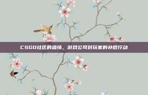 CSGO社区的温情,游戏公司对玩家的补偿行动