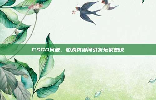 CSGO风波,游戏内绯闻引发玩家热议