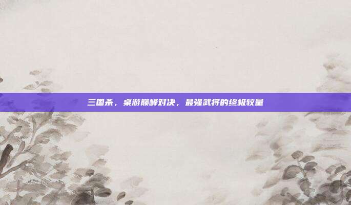 三国杀,桌游巅峰对决,最强武将的终极较量