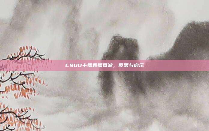 CSGO主播直播风波,反思与启示