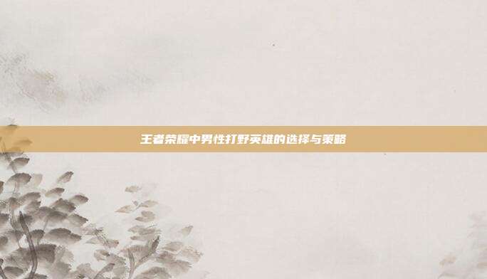 王者荣耀中男性打野英雄的选择与策略