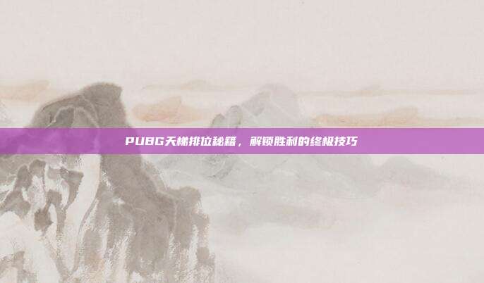 PUBG天梯排位秘籍,解锁胜利的终极技巧