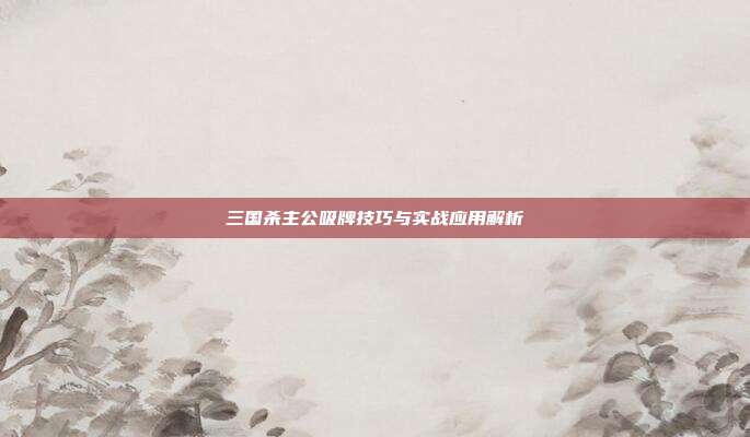 三国杀主公吸牌技巧与实战应用解析