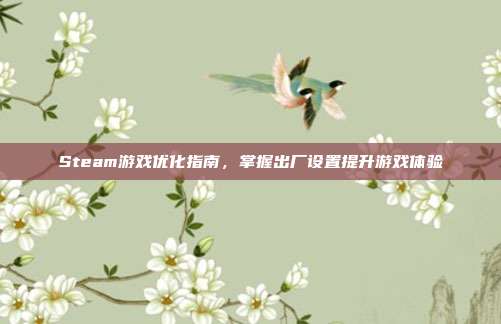 Steam游戏优化指南,掌握出厂设置提升游戏体验