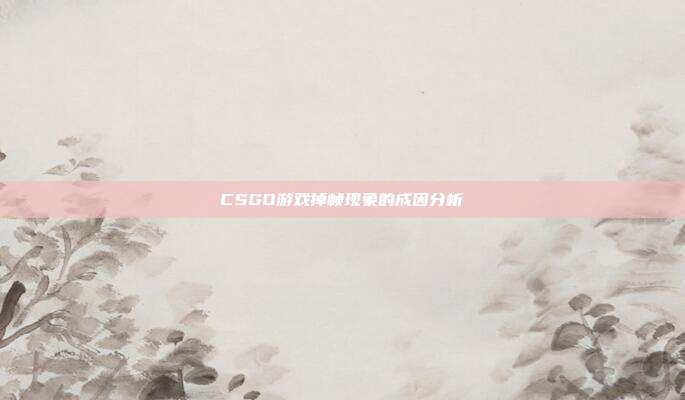 CSGO游戏掉帧现象的成因分析