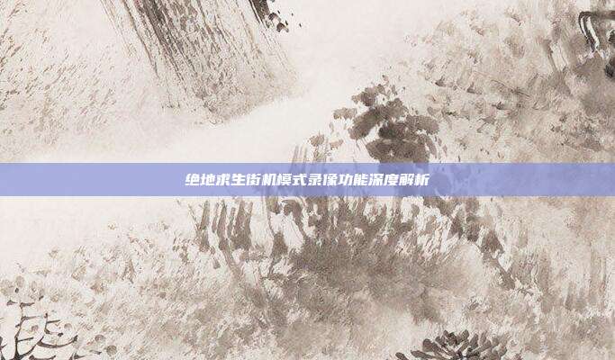 绝地求生街机模式录像功能深度解析