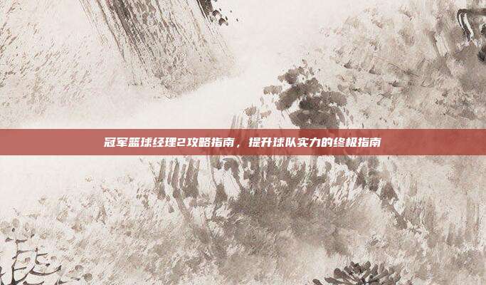 冠军篮球经理2攻略指南,提升球队实力的终极指南