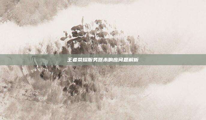 王者荣耀服务器未响应问题解析