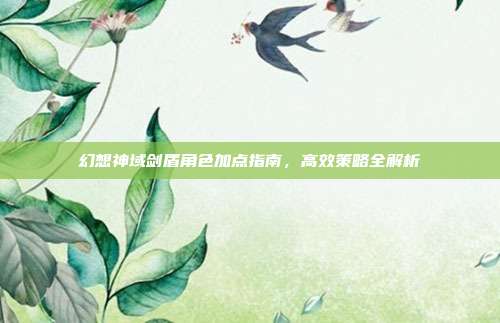 幻想神域剑盾角色加点指南,高效策略全解析