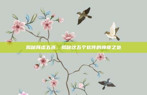 揭秘肾虚五连,揭秘这五个软件的神奇之处