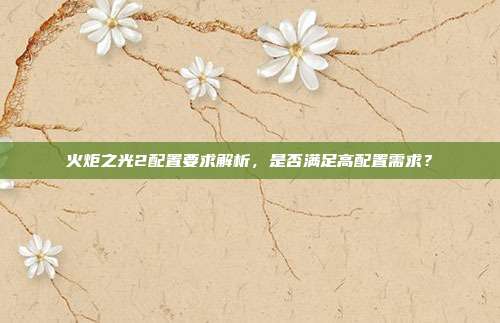 火炬之光2配置要求解析,是否满足高配置需求?